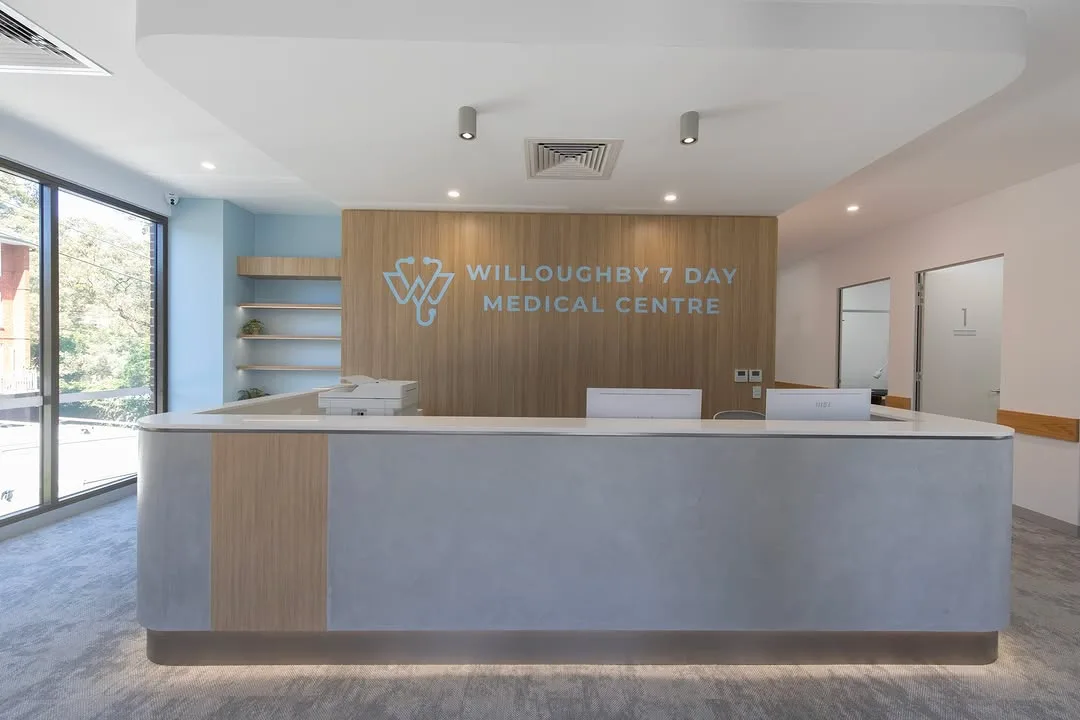 Commercial repaint, medical centre front reception desk, Willoughby