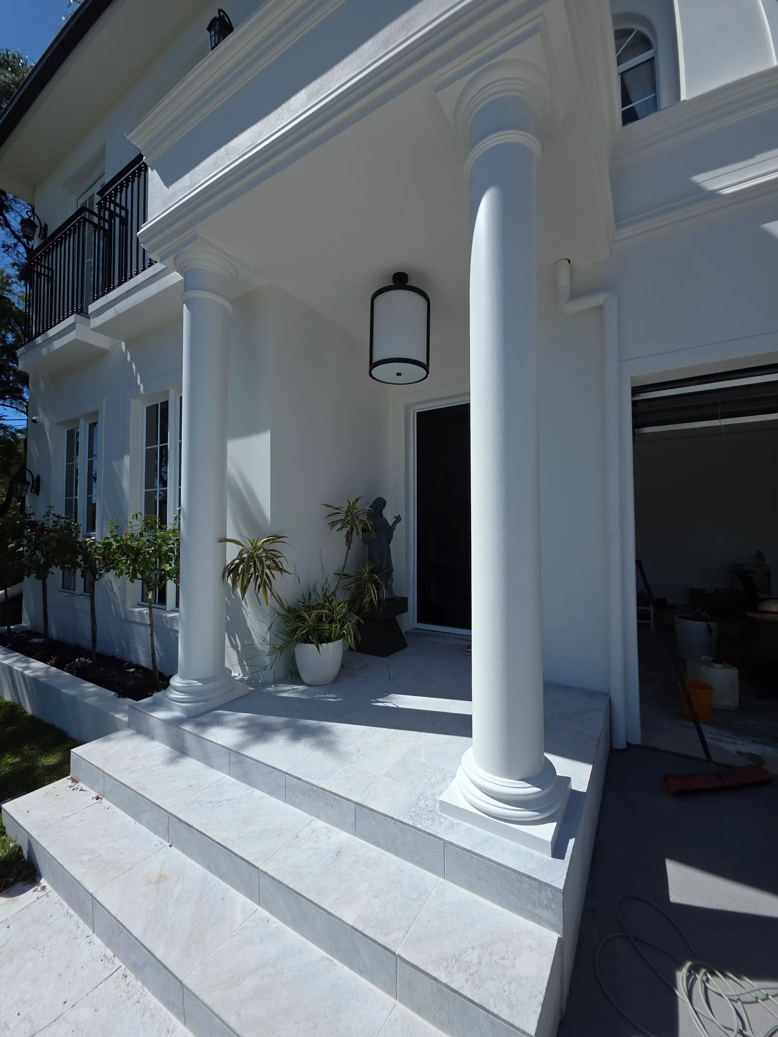 Exterior repaint, columned portico and entry in white, Sydney