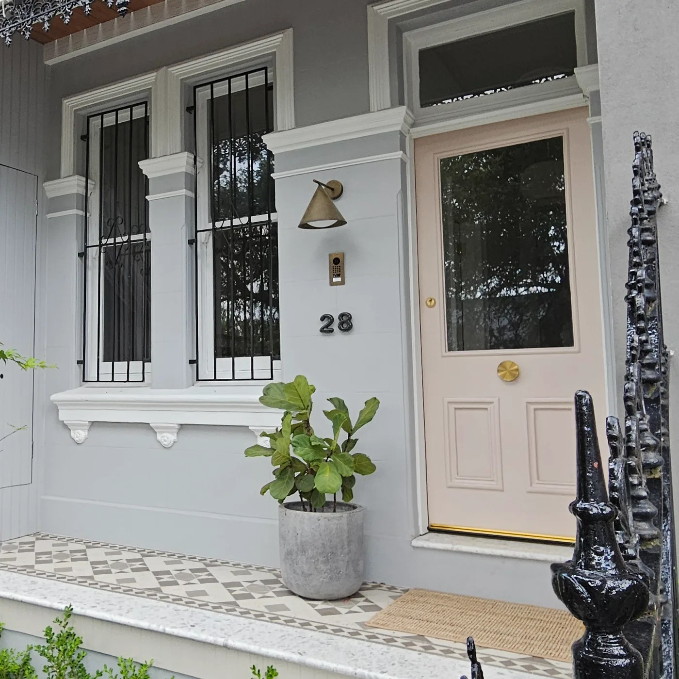 The same heritage terrace porch after repainting, Sydney
