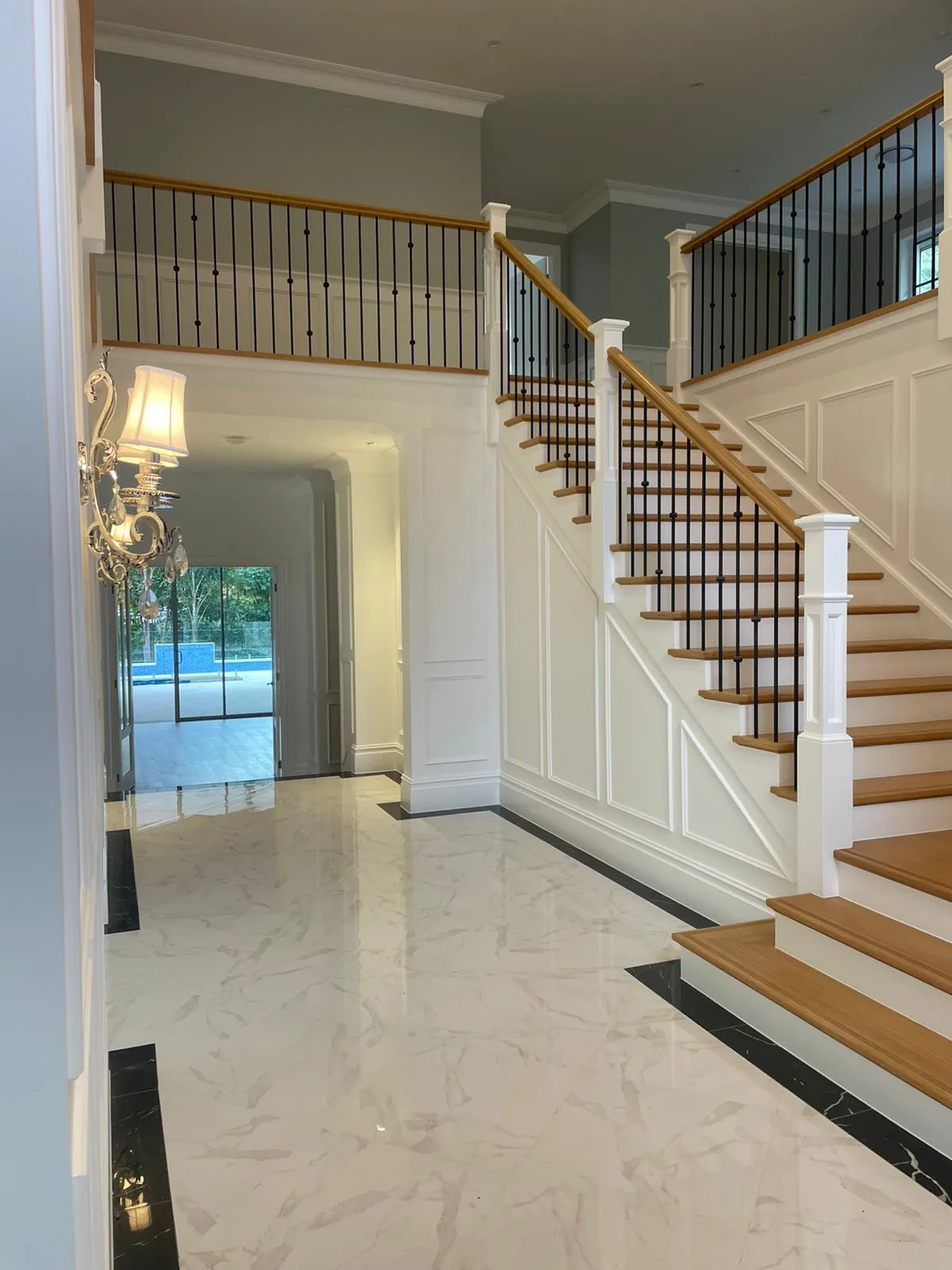 Interior repaint, panelled entry and staircase, Sydney