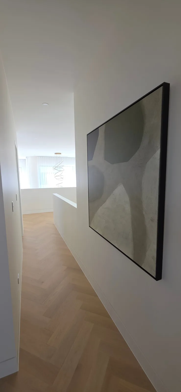 Interior repaint, upstairs hallway and void over herringbone oak, Sydney