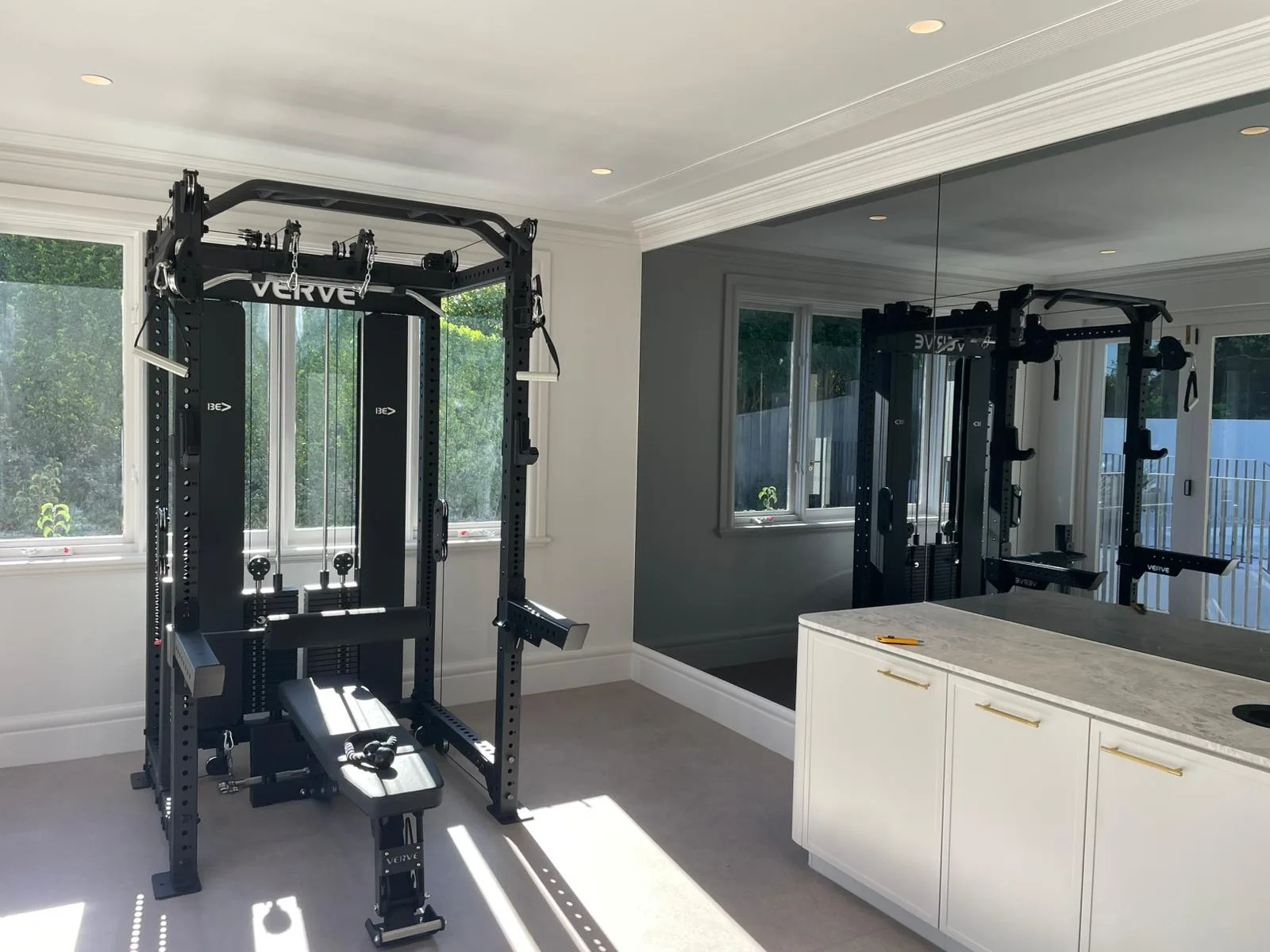 Interior repaint, home gym with mirrored wall, Sydney